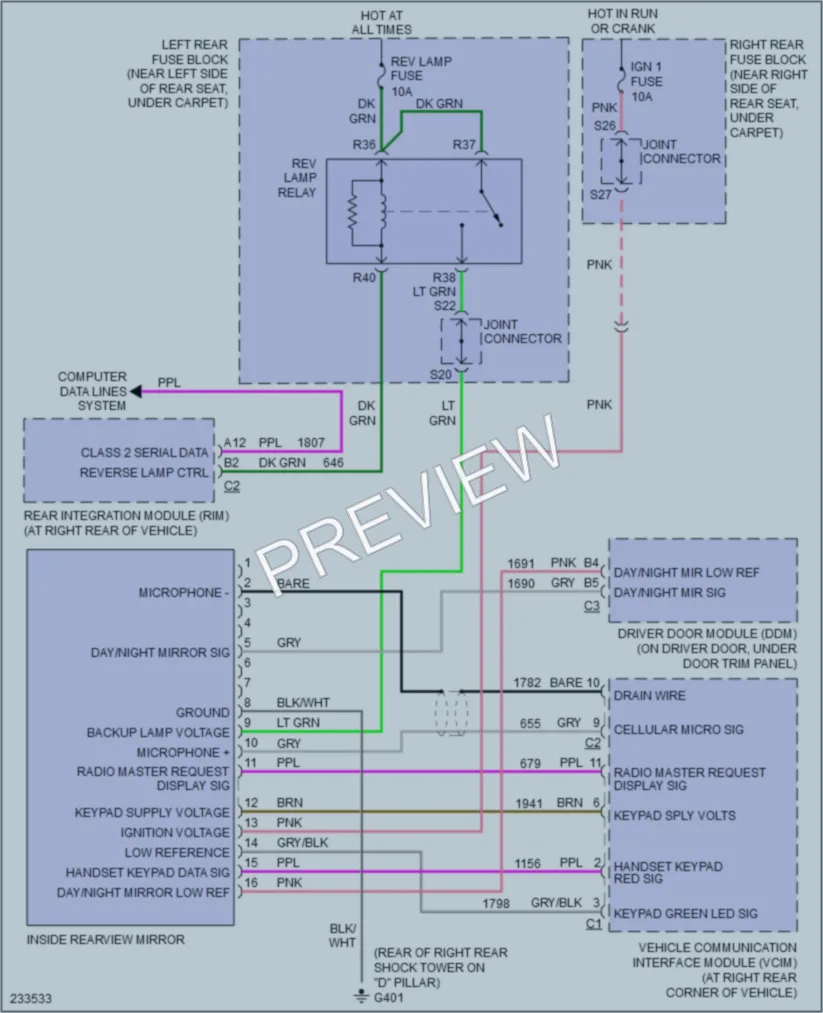 2006 Cadillac SRX Power Mirrors wiring diagram preview