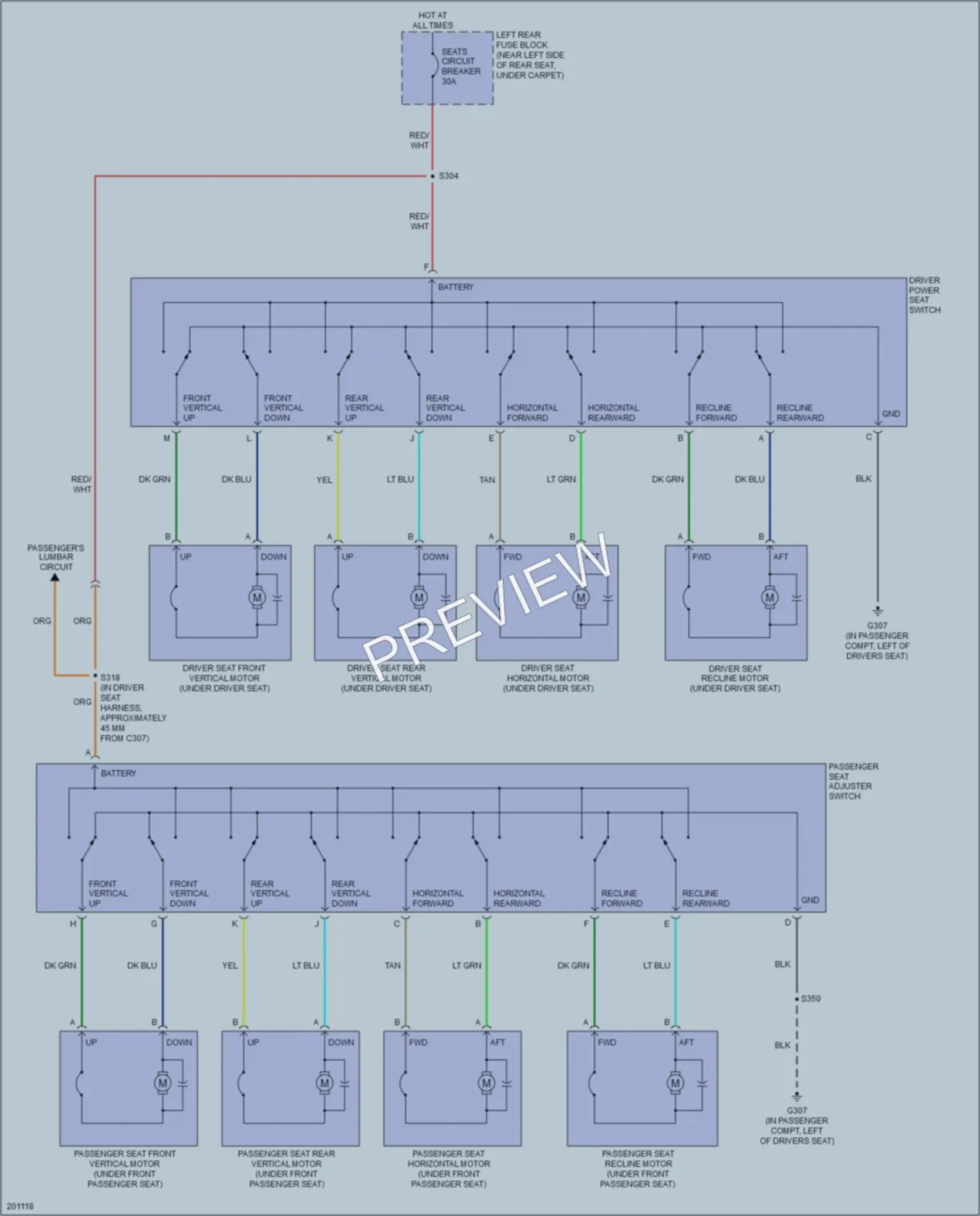 2006 Cadillac SRX Power Seats wiring diagram preview