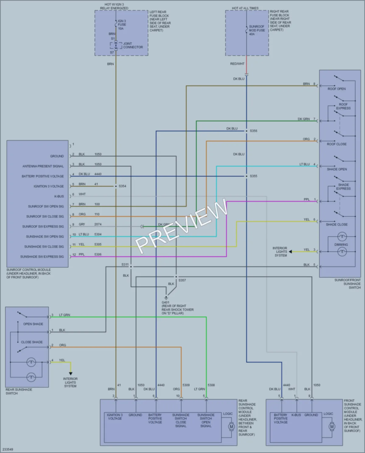 2006 Cadillac SRX Power Top Sunroof wiring diagram preview