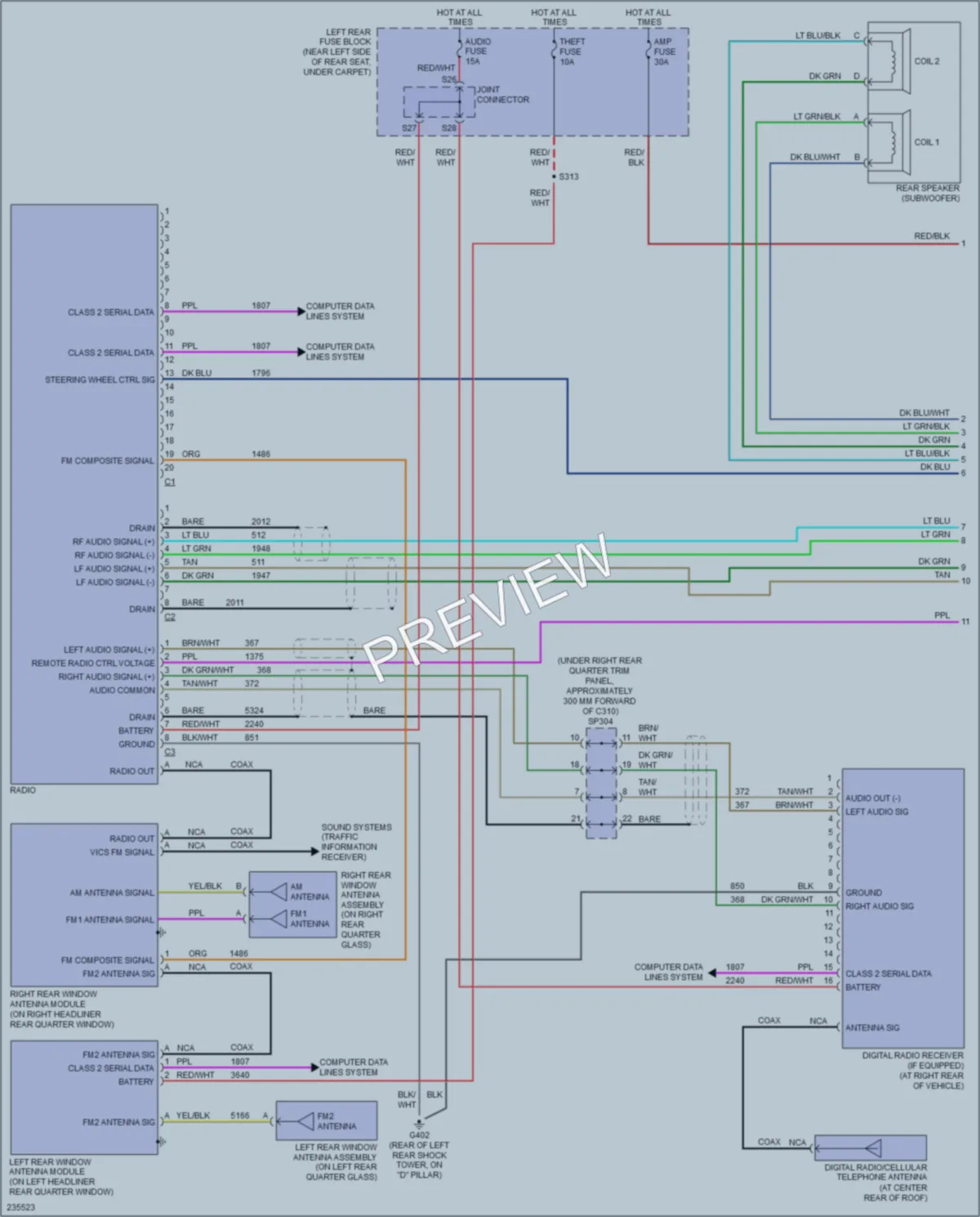 2006 Cadillac SRX Radio wiring diagram preview