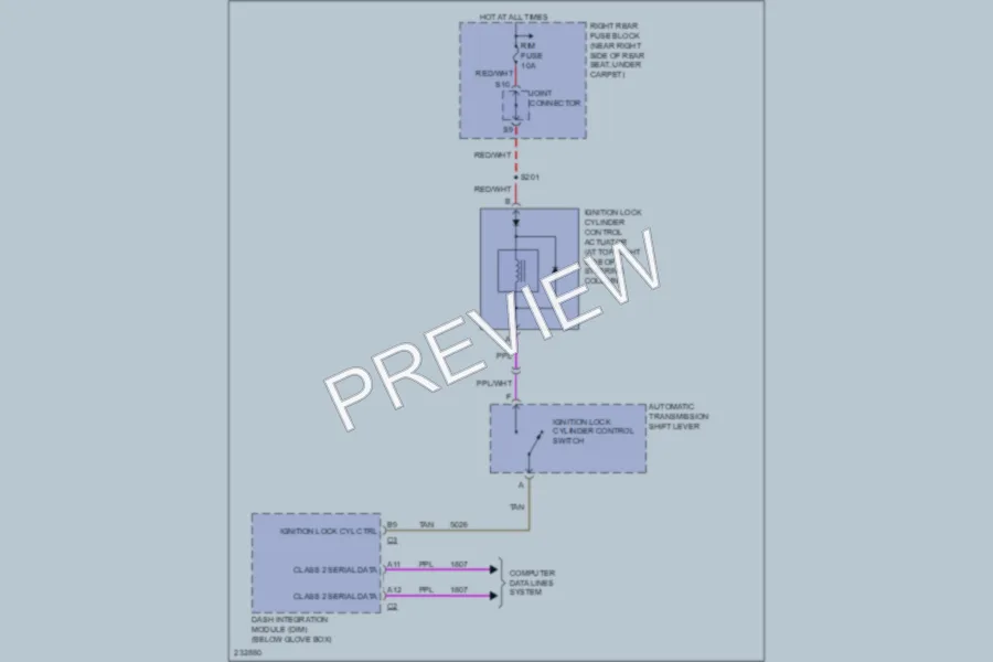 2006 Cadillac SRX Shift Interlock wiring diagram preview