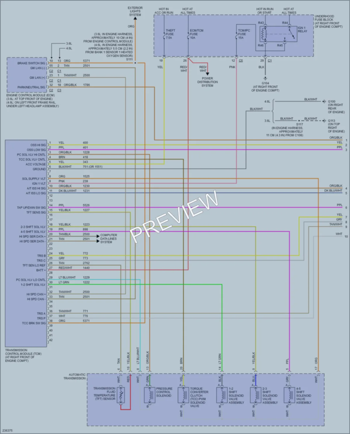2006 Cadillac SRX Transmission wiring diagram preview