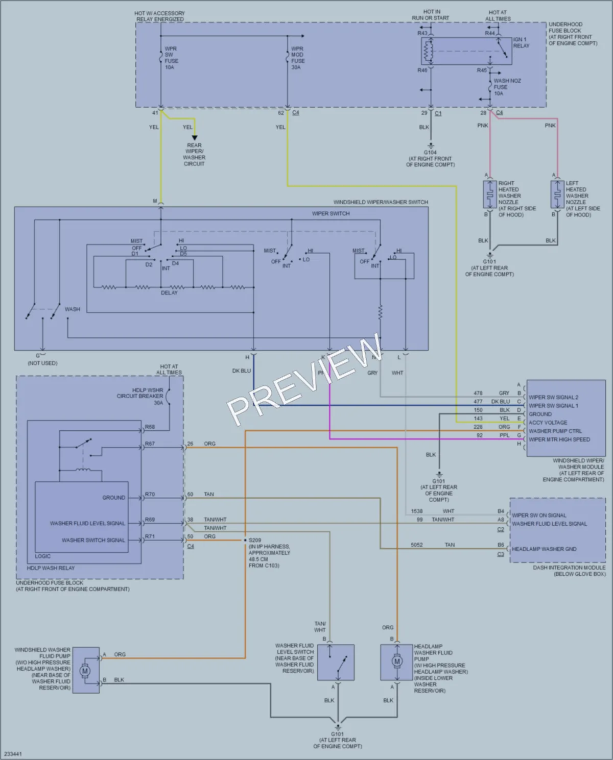 2006 Cadillac SRX Wiper Washer wiring diagram preview