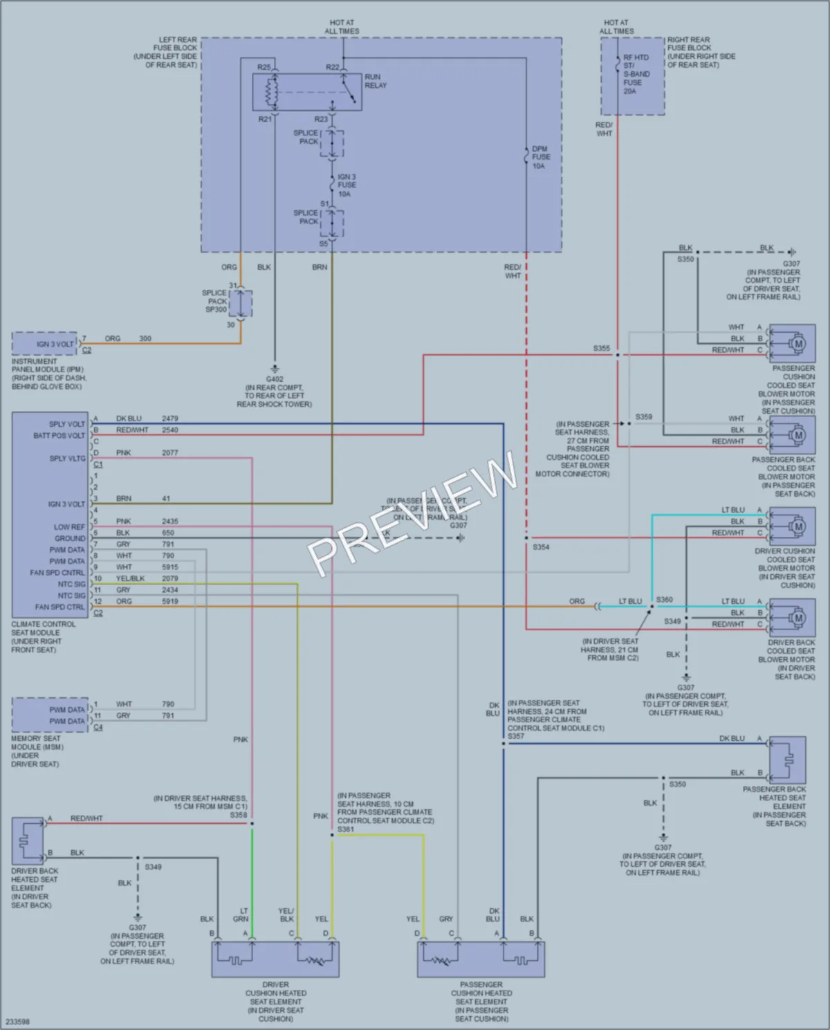 2006 Cadillac STS Power Seats wiring diagram preview