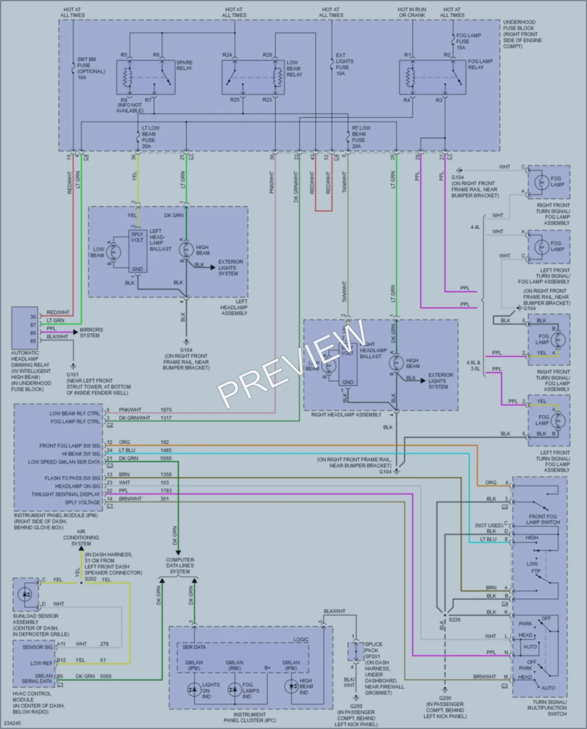 2006 Cadillac STSV Headlights wiring diagram preview