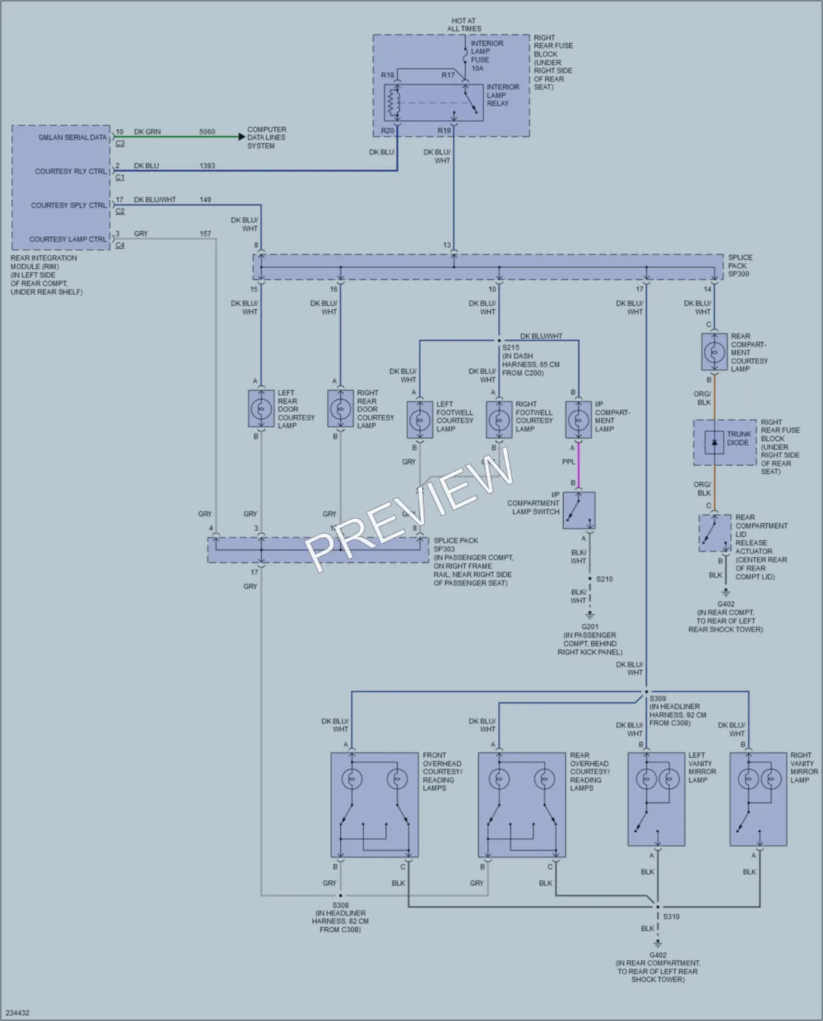 2006 Cadillac STSV Interior Lights wiring diagram preview