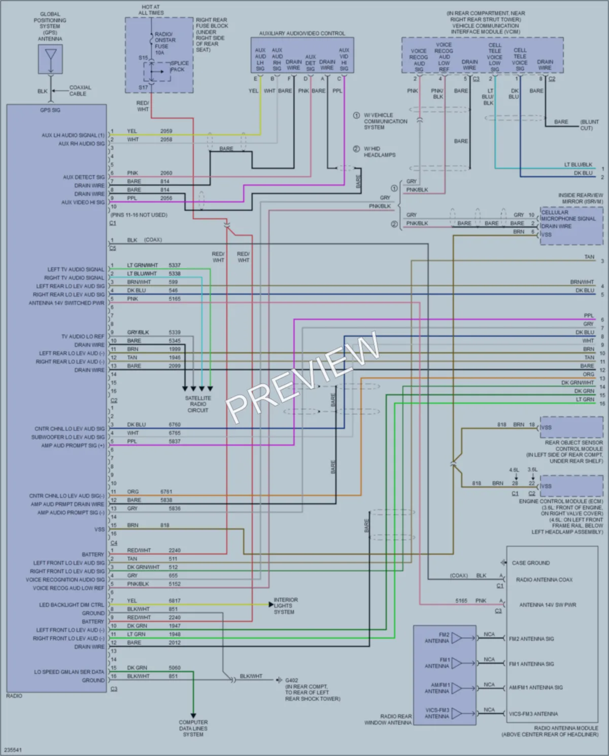 2006 Cadillac STSV Radio wiring diagram preview