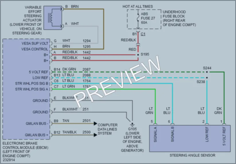 2006 Cadillac XLRV Electronic Power Steering wiring diagram preview