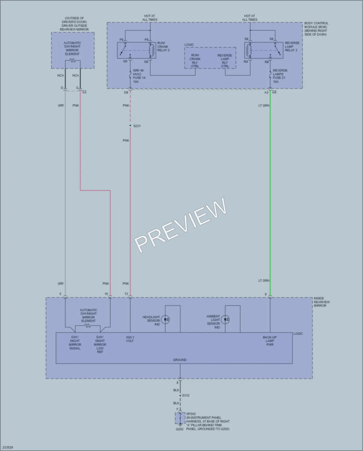 2006 Cadillac XLRV Power Mirrors wiring diagram preview