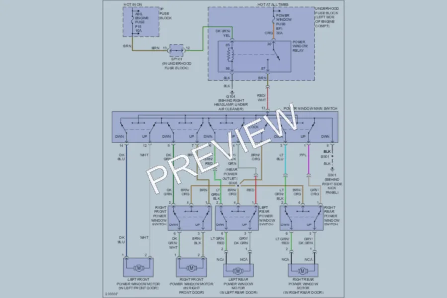 2006 Chevrolet Aveo Power Windows wiring diagram preview