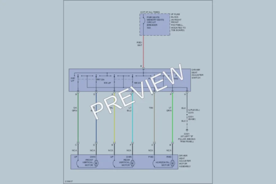 2006 Chevrolet Corvette Power Seats wiring diagram preview
