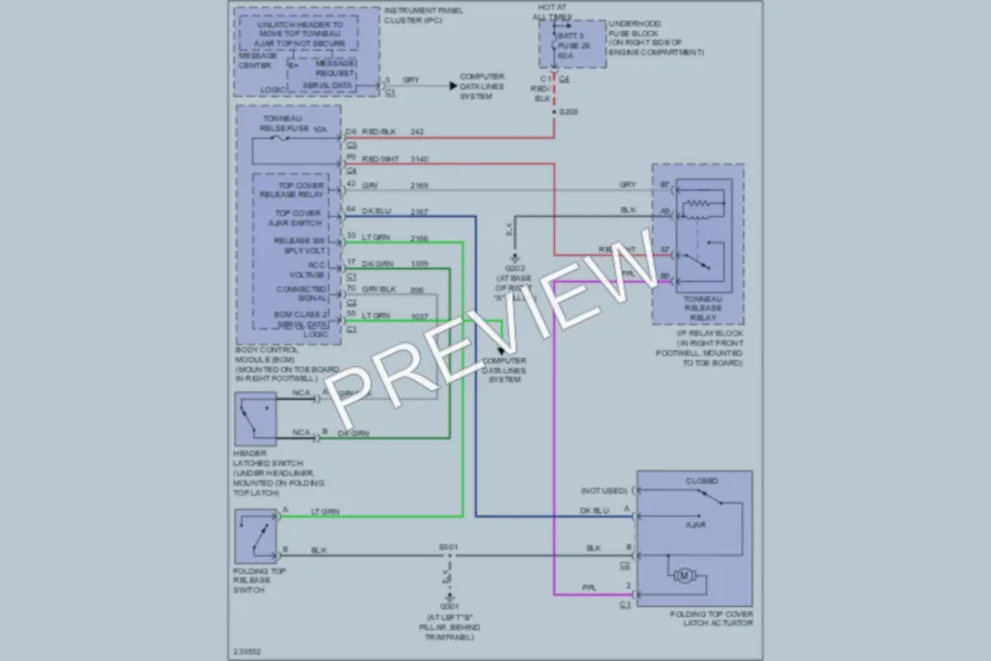 2006 Chevrolet Corvette Power Top Sunroof wiring diagram preview