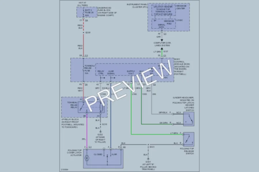 2006 Chevrolet Corvette Trunk Tailgate Fuel Door wiring diagram preview