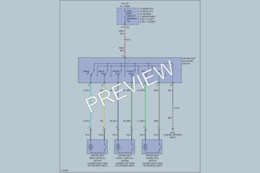 2006 Chevrolet HHR Power Seats wiring diagram preview