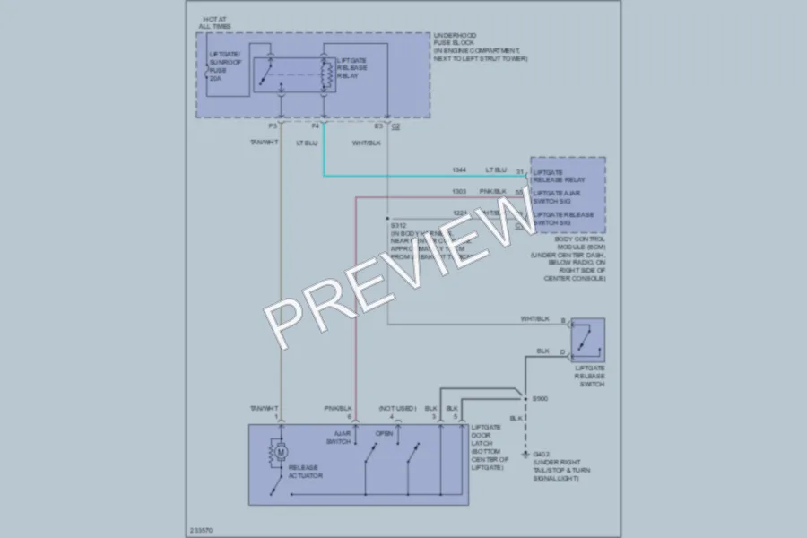 2006 Chevrolet HHR Trunk Tailgate Fuel Door wiring diagram preview