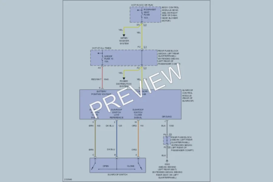 2006 Chevrolet MalibuMaxx Power Top Sunroof wiring diagram preview