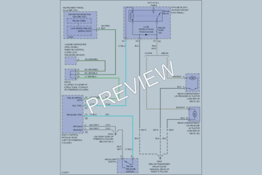 2006 Chevrolet MonteCarlo Trunk Tailgate Fuel Door wiring diagram preview