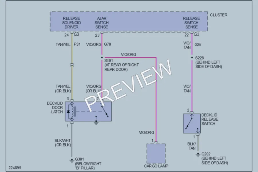 2006 Chrysler 300 Trunk Tailgate Fuel Door wiring diagram preview