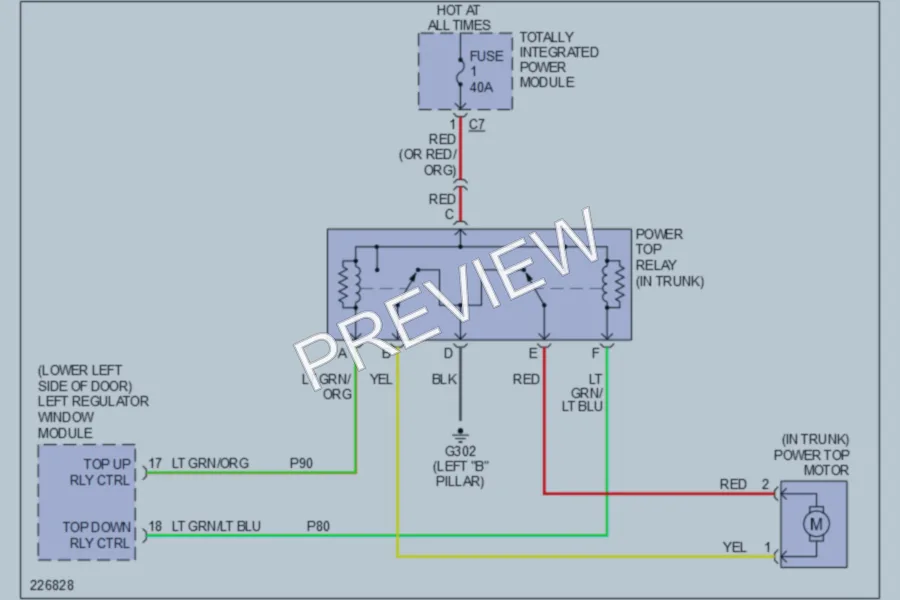 2006 Chrysler PTCruiser Power Top Sunroof wiring diagram preview