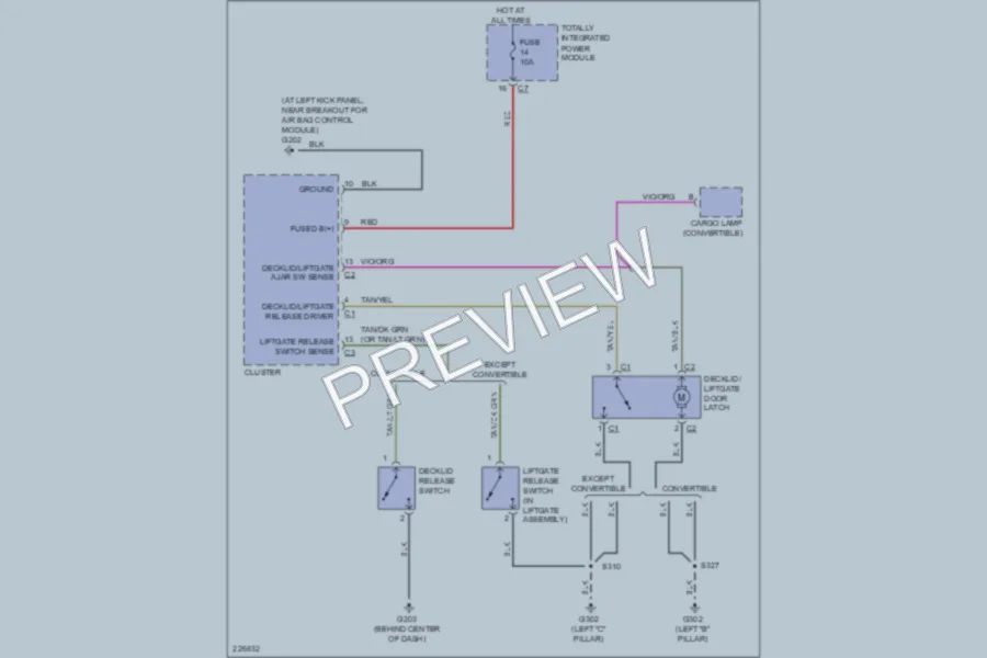 2006 Chrysler PTCruiser Trunk Tailgate Fuel Door wiring diagram preview