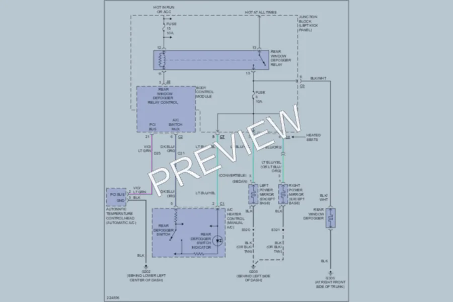 2006 Chrysler 2D Convertible Defoggers wiring diagram preview
