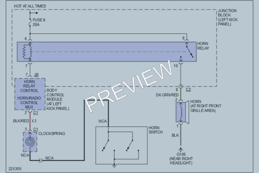 2006 Chrysler 2D Convertible Horn wiring diagram preview