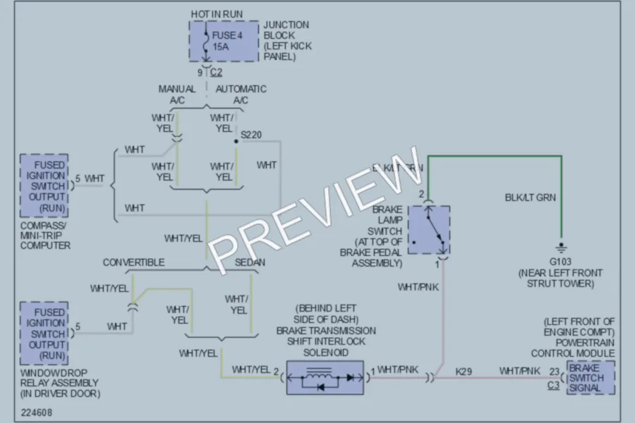 2006 Chrysler 4D Sedan Shift Interlock wiring diagram preview