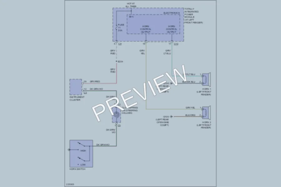 2006 Dodge R1500 Horn wiring diagram preview