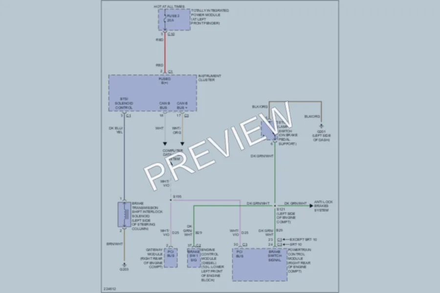 2006 Dodge R1500 Shift Interlock wiring diagram preview