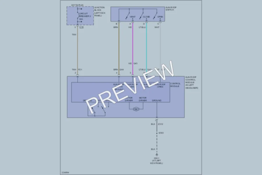 2006 Dodge Stratus Power Top Sunroof wiring diagram preview