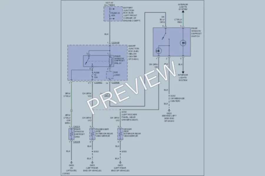 2006 Ford Escape Defoggers wiring diagram preview
