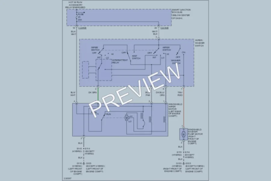 2006 Ford Escape Wiper Washer wiring diagram preview