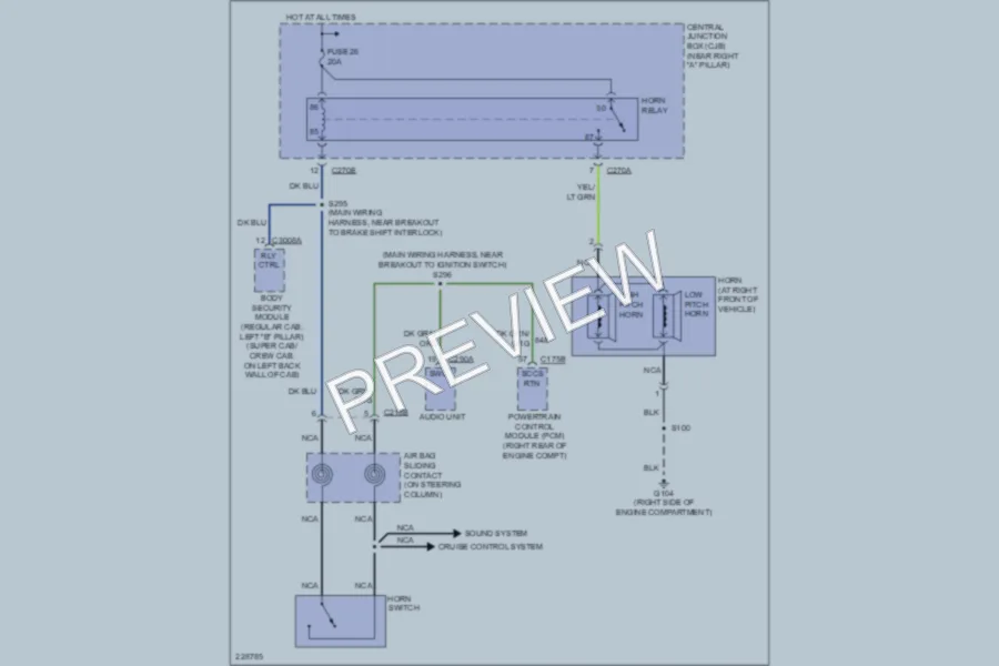 2006 Ford F150 Horn wiring diagram preview