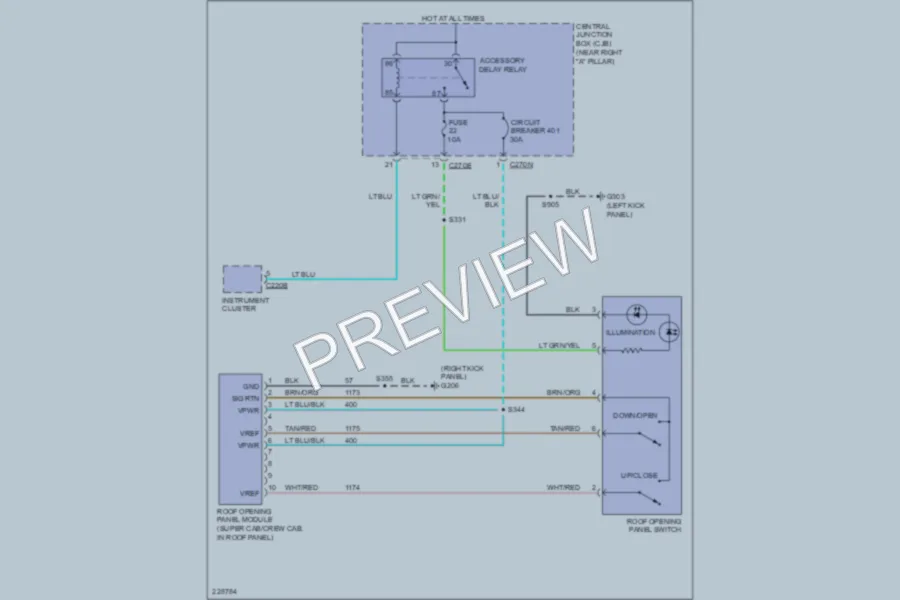 2006 Ford F150 Power Top Sunroof wiring diagram preview