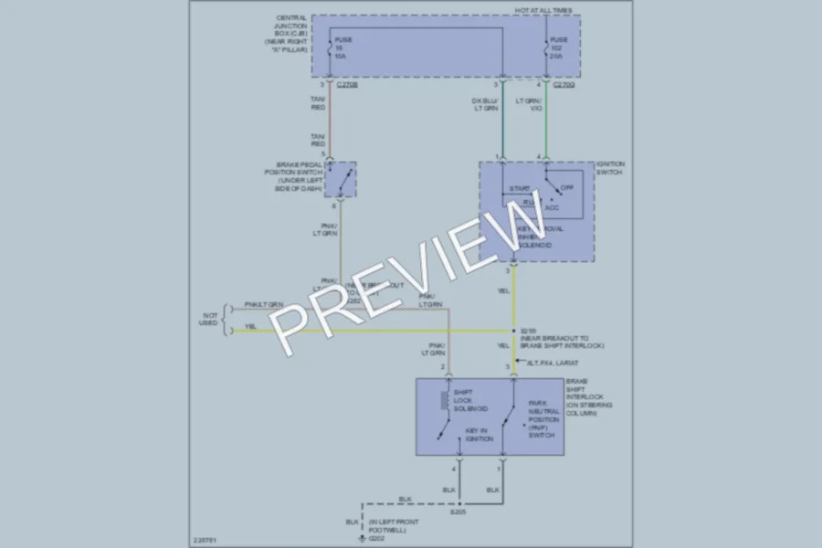 2006 Ford F150 Shift Interlock wiring diagram preview