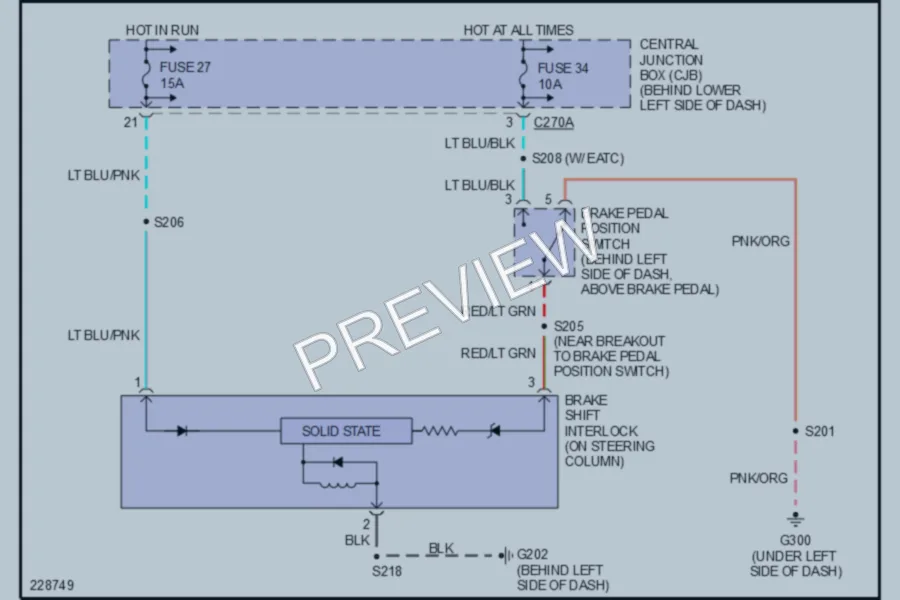 2006 Ford F250 Super Duty Shift Interlock wiring diagram preview