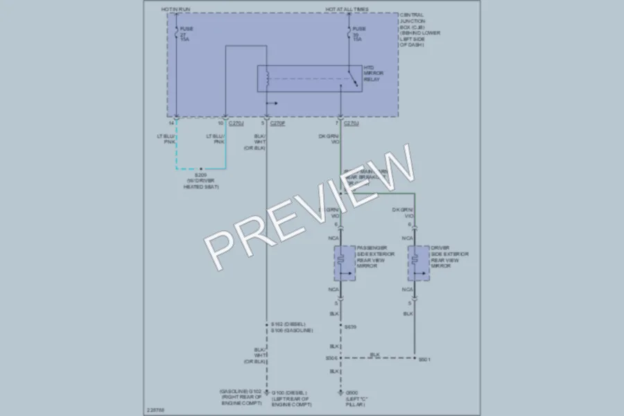 2006 Ford F350 Super Duty Defoggers wiring diagram preview