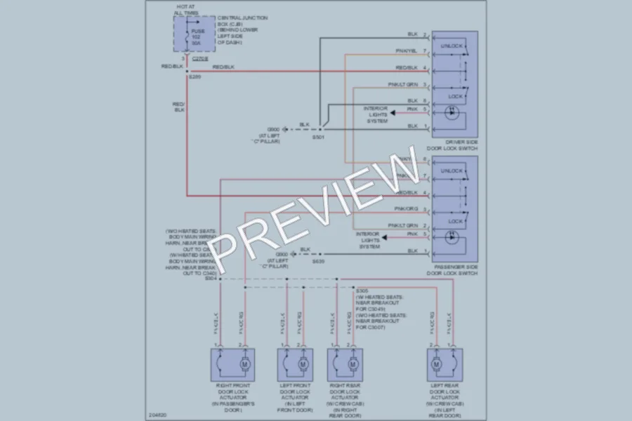 2006 Ford F350 Super Duty Power Door Locks wiring diagram preview