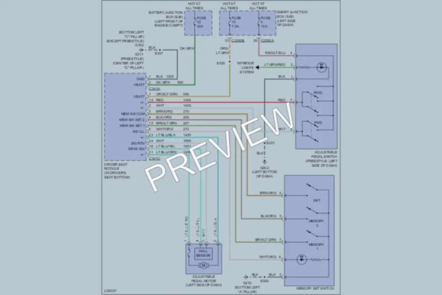 2006 Ford FiveHundred Memory Systems wiring diagram preview