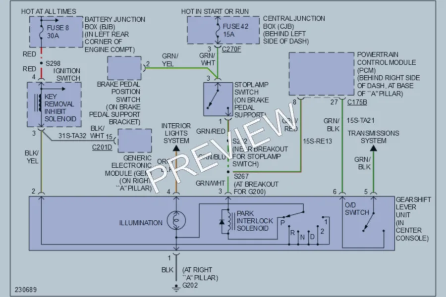 2006 Ford Focus Shift Interlock wiring diagram preview