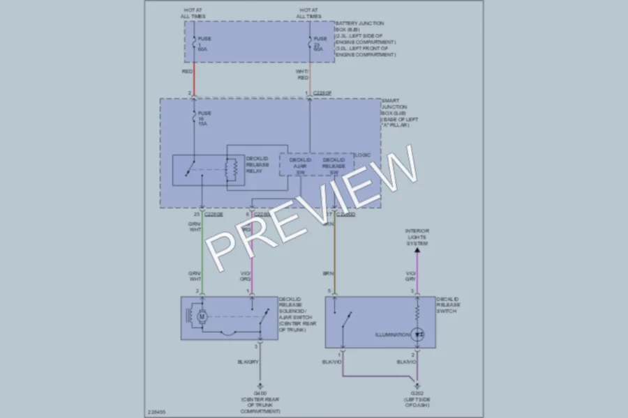 2006 Ford Fusion Trunk Tailgate Fuel Door wiring diagram preview