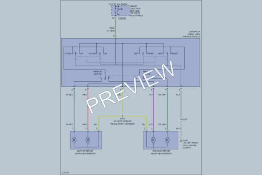 2006 Ford Mustang Power Mirrors wiring diagram preview
