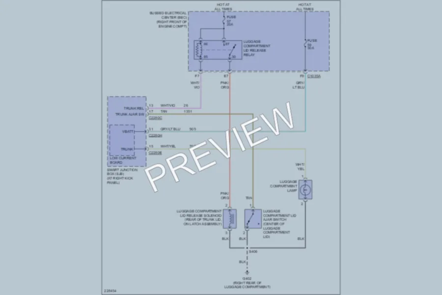 2006 Ford Mustang Trunk Tailgate Fuel Door wiring diagram preview