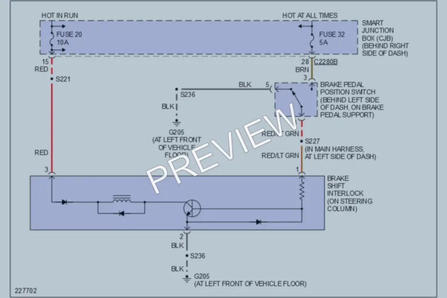 2006 Ford Ranger Shift Interlock wiring diagram preview