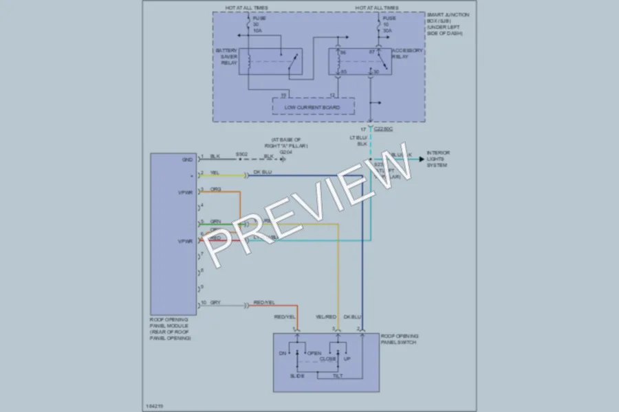 2006 Ford Taurus Power Top Sunroof wiring diagram preview