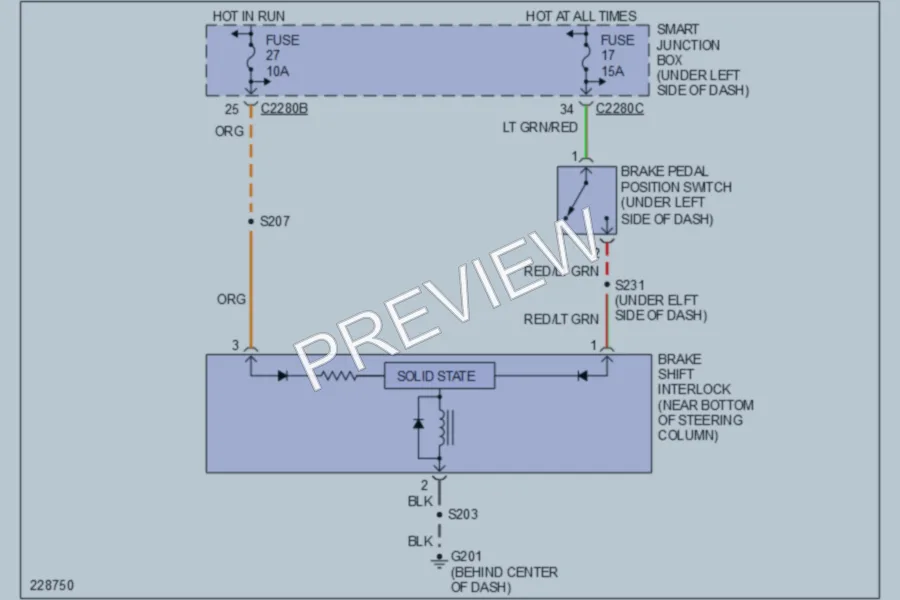 2006 Ford Taurus Shift Interlock wiring diagram preview