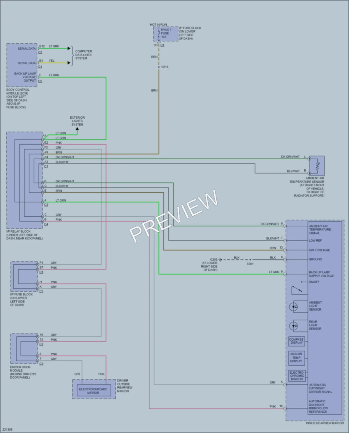 2006 HUMMER H2SUT Power Mirrors wiring diagram preview