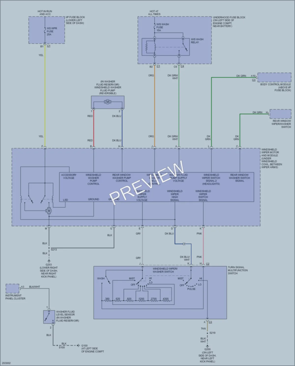 2006 HUMMER H2SUT Wiper Washer wiring diagram preview