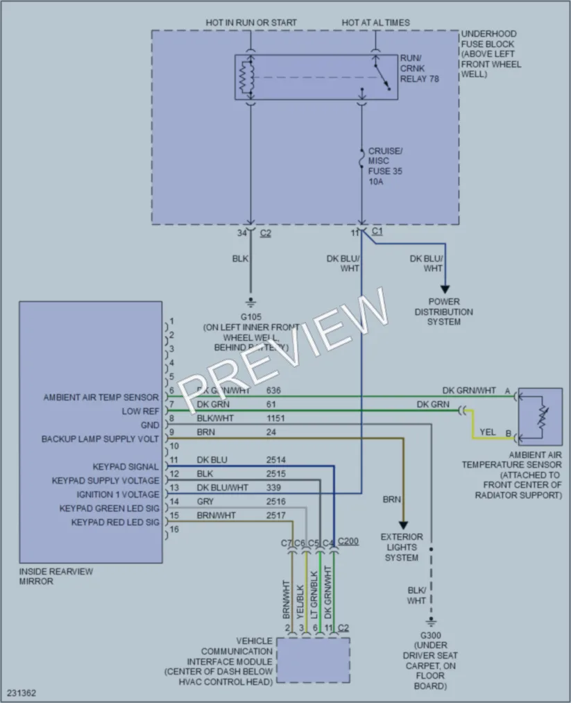 2006 HUMMER H3 Power Mirrors wiring diagram preview