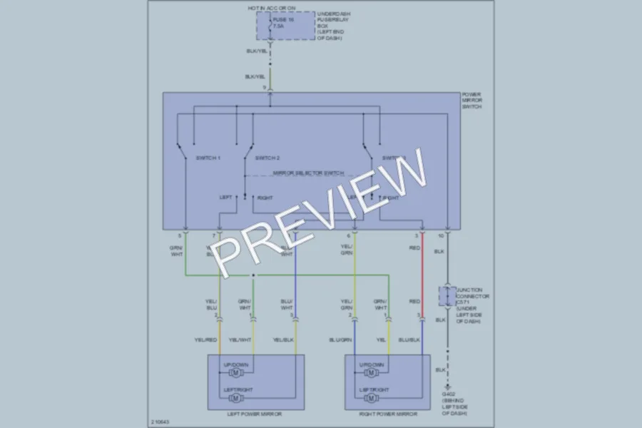 2006 Honda Insight Power Mirrors wiring diagram preview